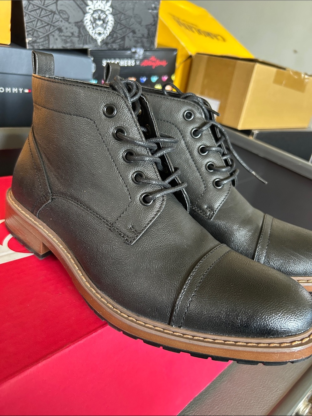 Perry Ellis Black Leather manning boot - Picture 5 of 9